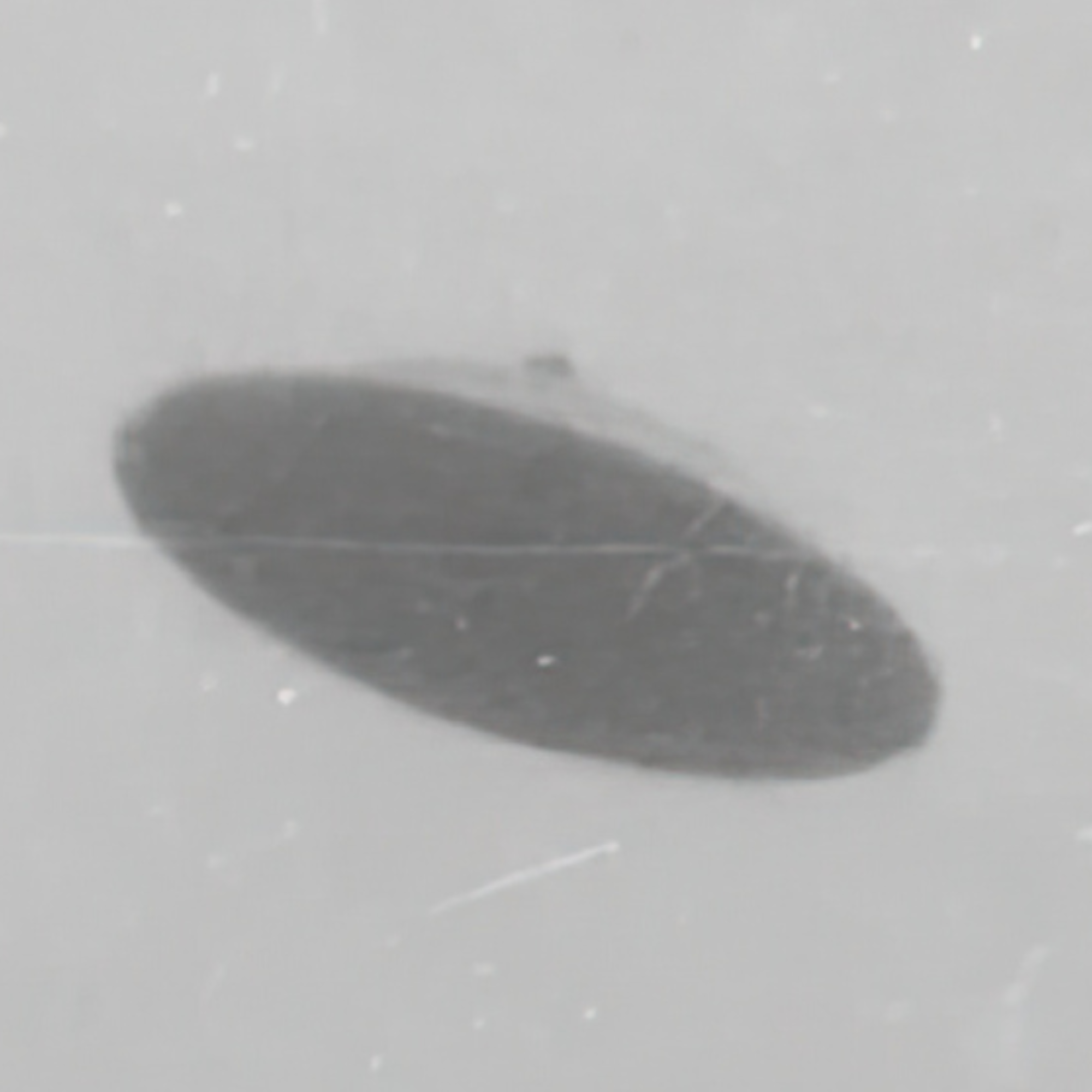Dark gray saucer shaped UFO on light gray background